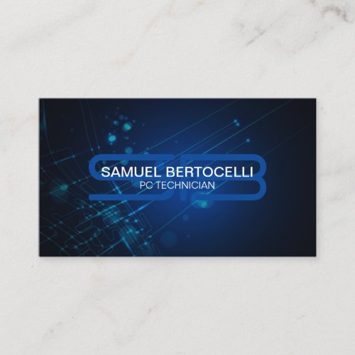 PC Technician Bold Monogram Computer Circuits Business Card