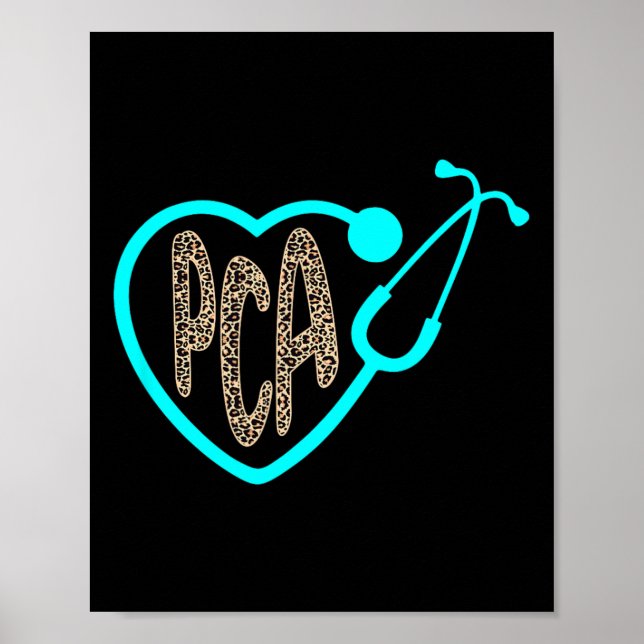 Pca Patient Care Istant Heart Leopard Nurse Week 2 Poster (Front)