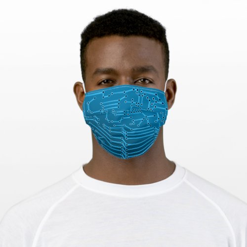 PCB Printed Circuit Board On Blue Background Adult Cloth Face Mask