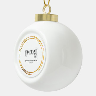 pcog WHISPY GOLD CIRCLES with phrase & scripture Ceramic Ball Christmas Ornament