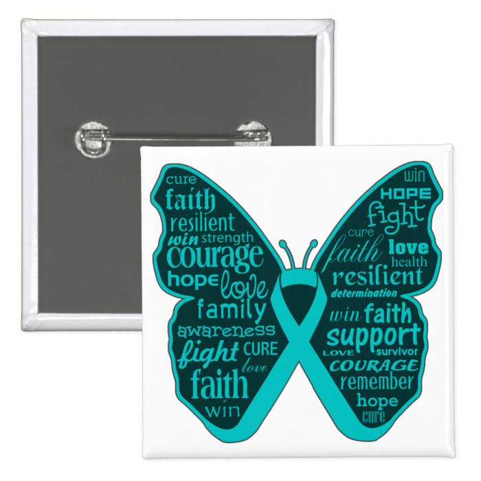 PCOS Awareness Butterfly Ribbon Buttons