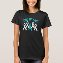 Pcos Awareness Polycystic Ovary Syndrome Blue Ribb T-Shirt