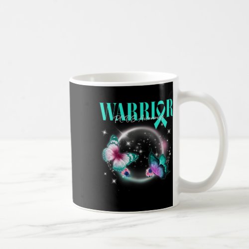 Pcos Awareness Warrior Survivor Teal Butterflies  Coffee Mug