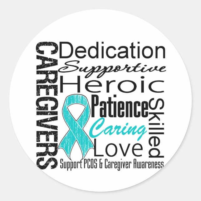 PCOS Caregivers Collage Classic Round Sticker (Front)