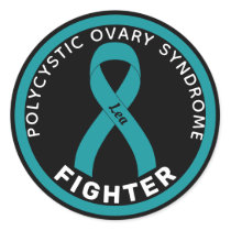 PCOS Fighter Ribbon Black Round Sticker