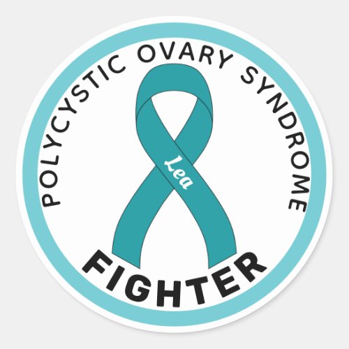 PCOS Fighter Ribbon White Round Sticker