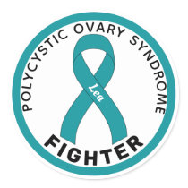 PCOS Fighter Ribbon White Round Sticker