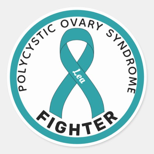 PCOS Fighter Ribbon White Round Sticker