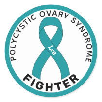 PCOS Fighter Ribbon White Round Sticker