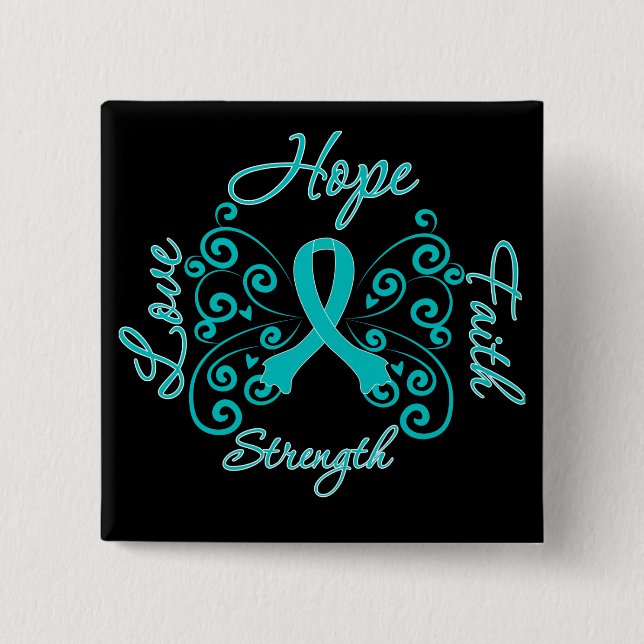 PCOS Hope Motto Butterfly Button (Front)
