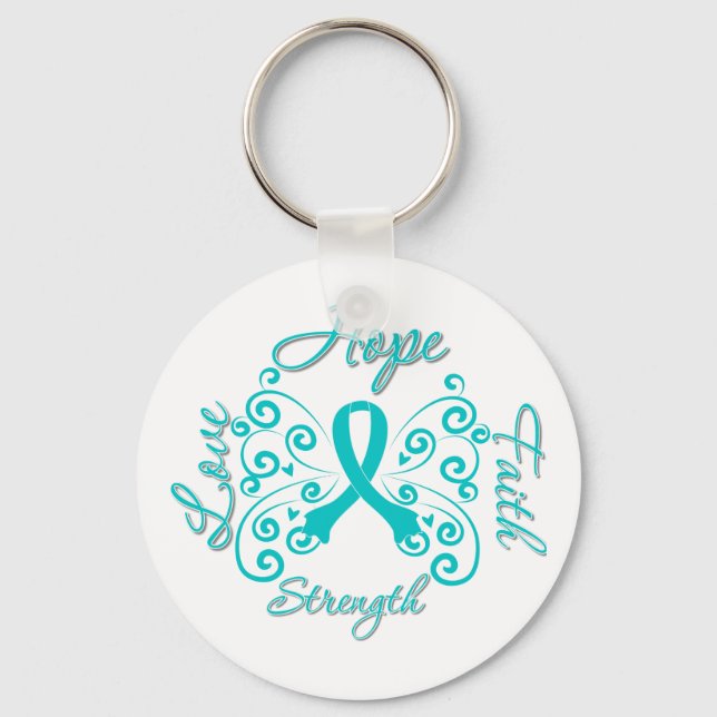 PCOS Hope Motto Butterfly Keychain (Front)