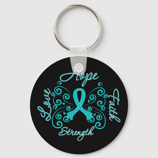 PCOS Hope Motto Butterfly Keychain (Front)