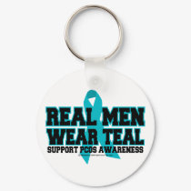 PCOS Real Men Wear Teal Keychain