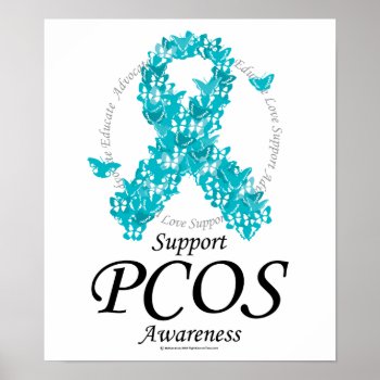 Pcos Ribbon Of Butterflies Poster by fightcancertees at Zazzle