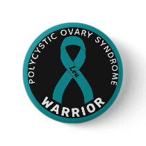 PCOS Warrior Ribbon Black Button