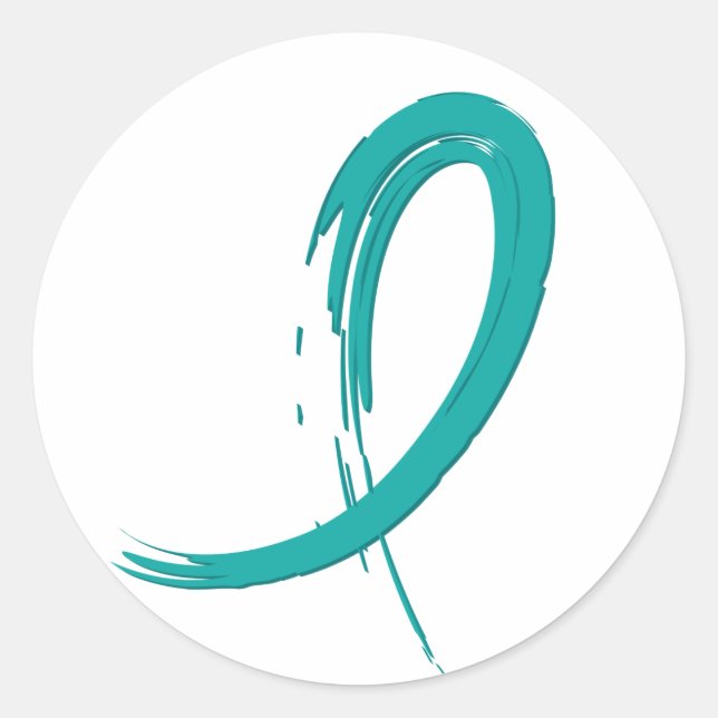 PCOS's Teal Ribbon A4 Classic Round Sticker (Front)