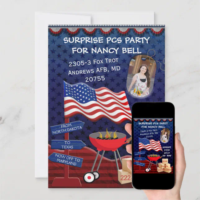 PCS Dog Tags Photo Bar B Que Party Invitation (Downloadable)