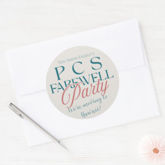 PCS Farewell Party - Modern Military Going Away Classic Round Sticker