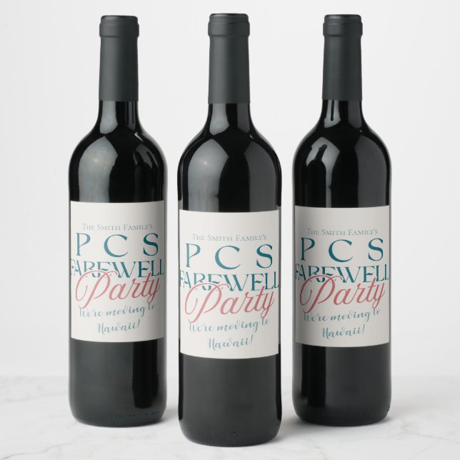PCS Farewell Party - Modern Military Going Away Wine Label (Bottles)