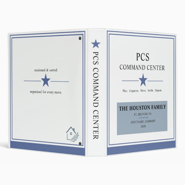 PCS Military Moving Command Center 3 Ring Binder (Background)