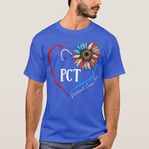 PCT Patient Care Tech USA Sunflower Stethoscope He T_Shirt