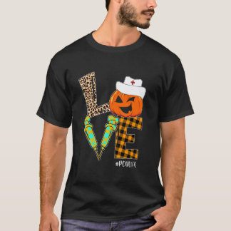 PCU Nurse Leopard Pumpkin Halloween Love Nurse Lif T-Shirt