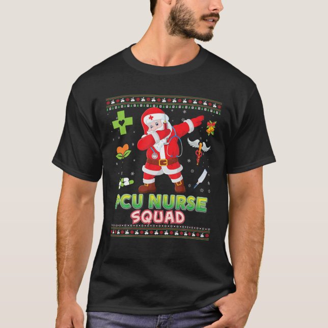 PCU Nurse Squad Dabbing Santa Christmas Sweater Ug (Front)