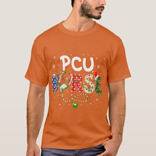 PCU Nurse Xmas Santa Hat Funny Nursing Christmas P T_Shirt