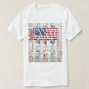 PCZ – Panama Canal Zone Locations with Colors T-Shirt