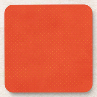 pd16red BRIGHT ORANGE POLKA DOT PATTERN RETRO TEMP Coaster
