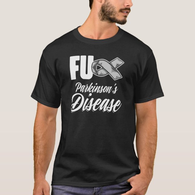 PD Patients Silver Ribbon Parkinson's Disease Warr T-Shirt (Front)