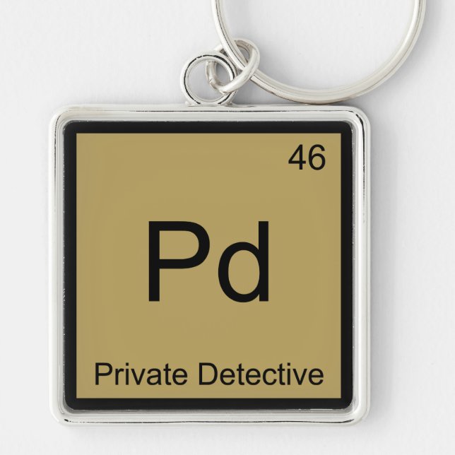 Pd - Private Detective Chemistry Element Symbol T Keychain (Front)