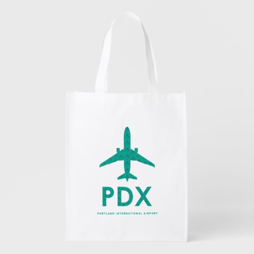 PDX Airport Carpet Airplane  PORTLAND Grocery Bag