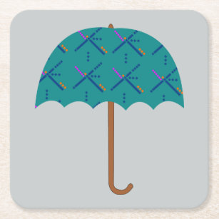PDX Airport Carpet Umbrella Square Paper Coaster
