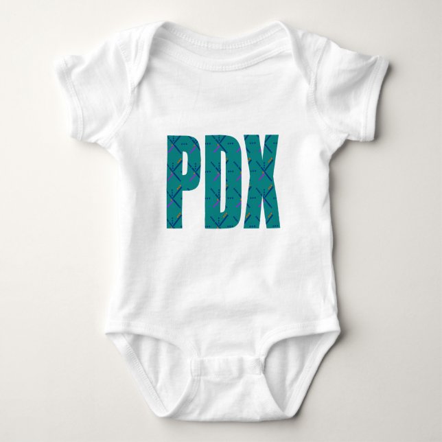 PDX Letters Portland Airport Carpet Baby Bodysuit (Front)