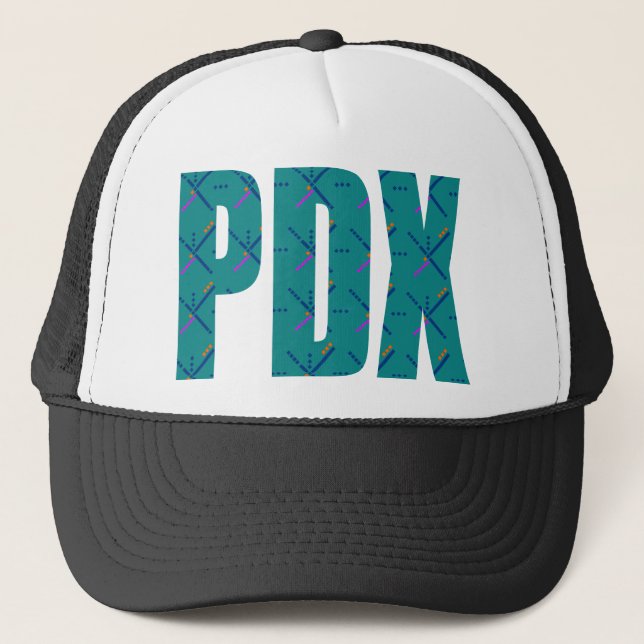 PDX Letters Portland Airport Carpet Trucker Hat (Front)