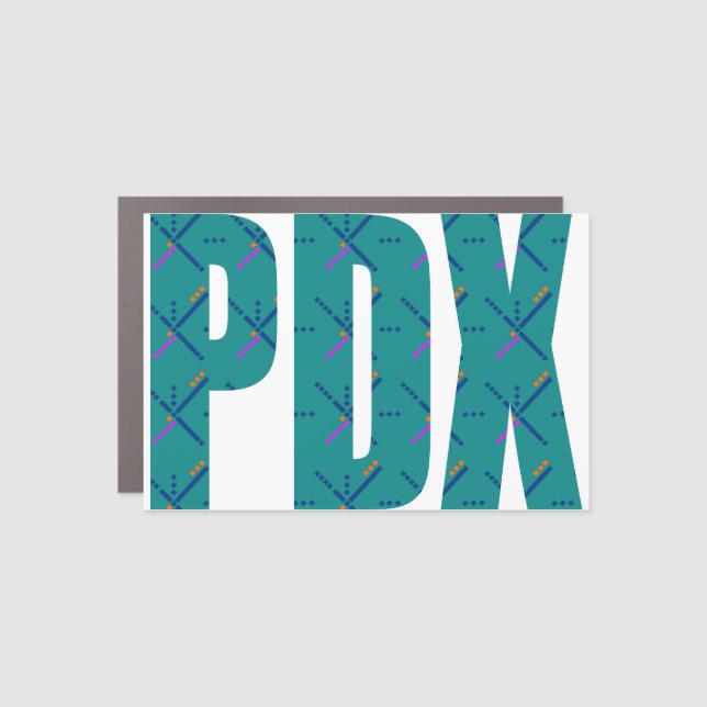 PDX Portland Airport Carpet Text Car Magnet (Front)