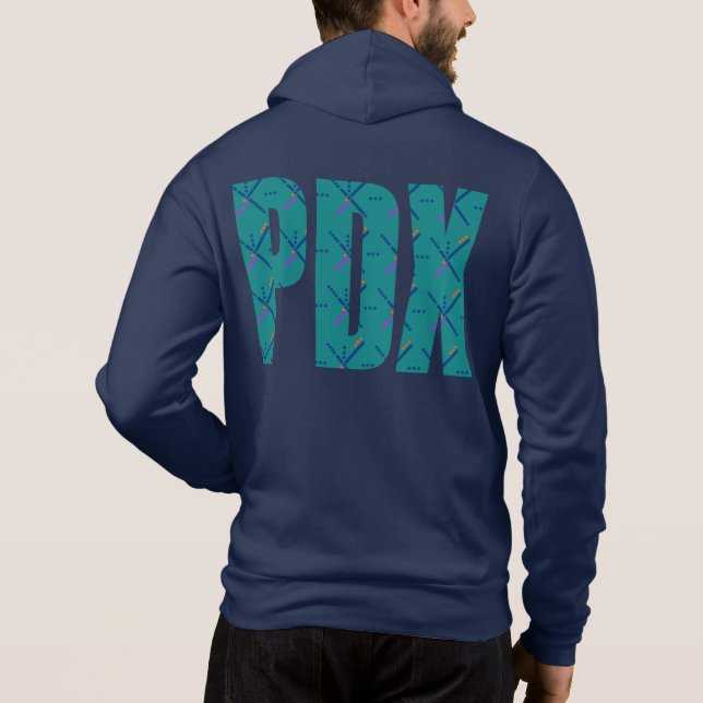 PDX Portland Airport Carpet Text Hoodie (Back)