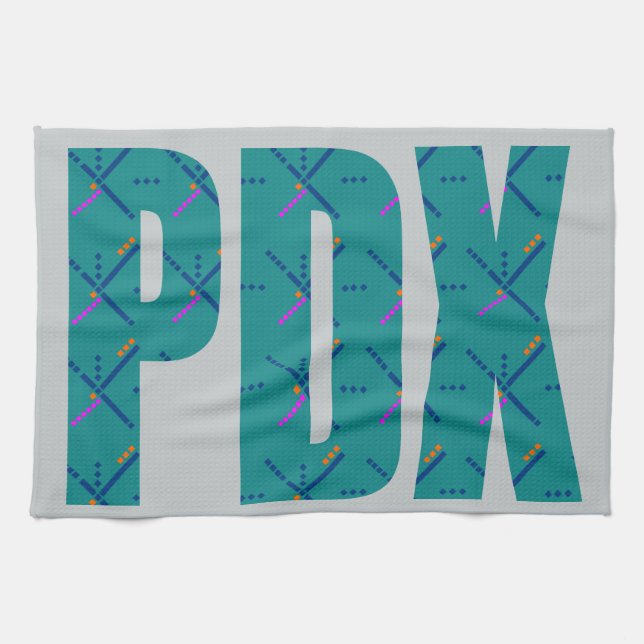 PDX Portland Airport Carpet Text Kitchen Towel (Horizontal)