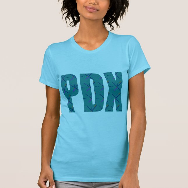 PDX Portland Airport Carpet Text T-Shirt (Front)