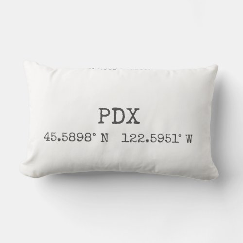 PDX Portland Airport  Coordinates Lumbar Pillow