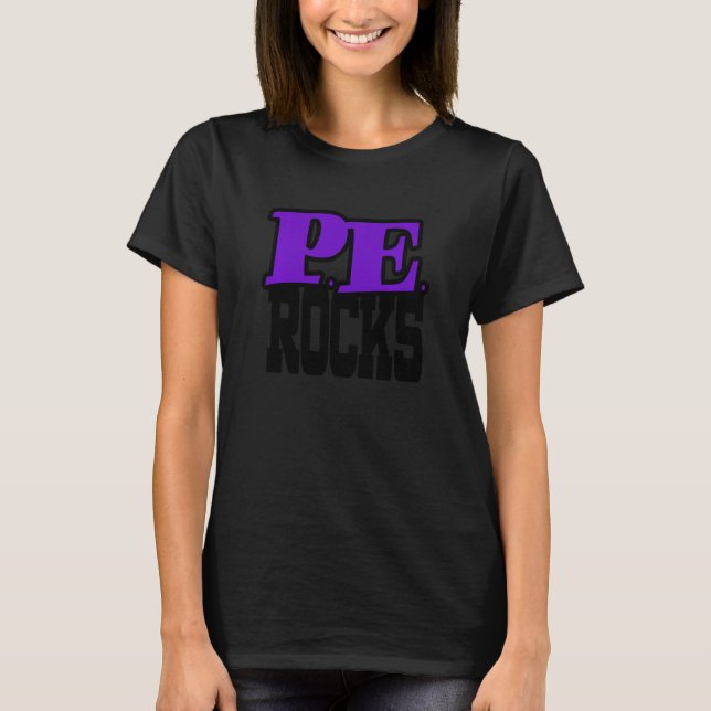 Pe Rocks Purple School  Student Physical Teacher T-Shirt (Front)