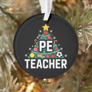PE Teacher Christmas Tree Ornaments Soccer Xmas