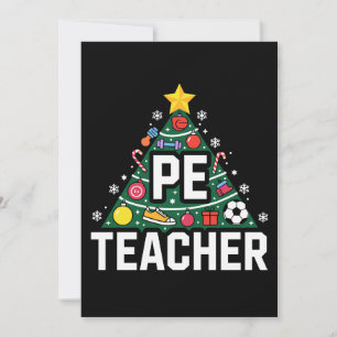 PE Teacher Christmas Tree Ornaments Soccer Xmas Invitation