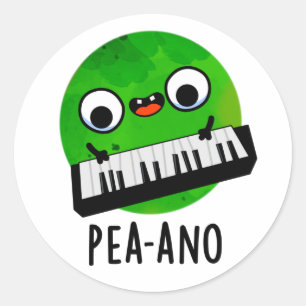 Pea-ano Funny Music Veggie Pea Pun  Classic Round Sticker