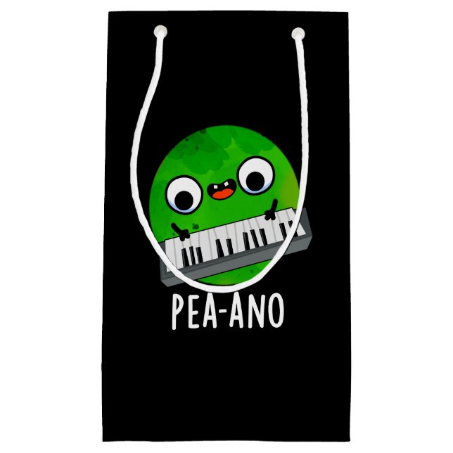 Pea-ano Funny Music Veggie Pea Pun Dark BG Small Gift Bag (Front)