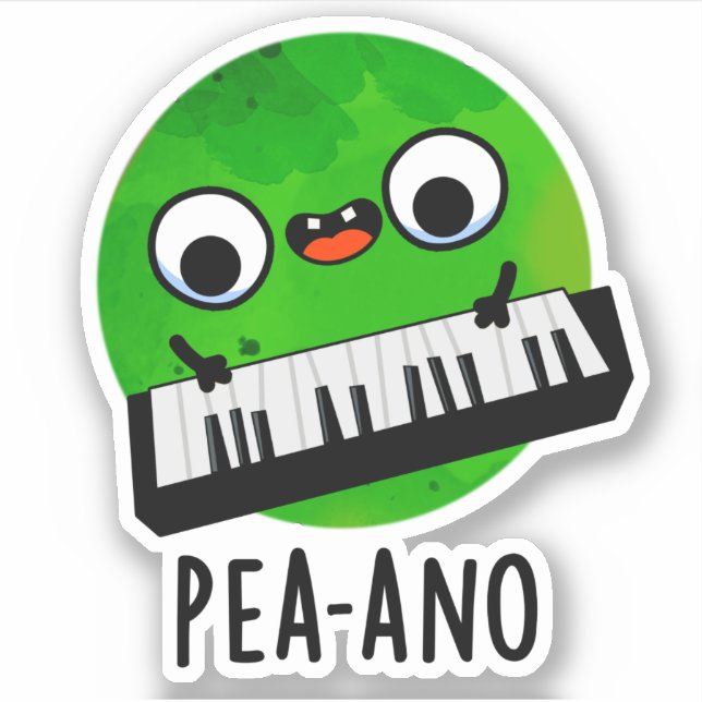 Pea-ano Funny Music Veggie Pea Pun  Sticker (Front)