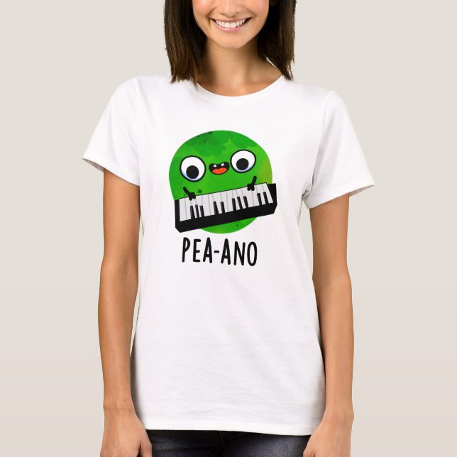 Pea-ano Funny Music Veggie Pea Pun  T-Shirt (Front)