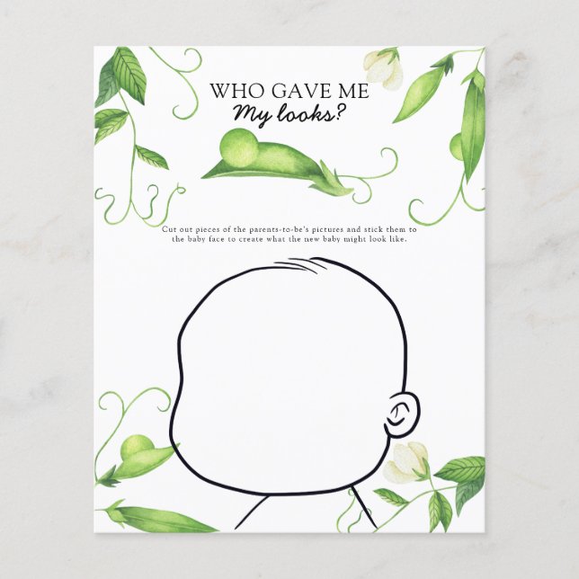 Pea baby shower - Who gave me my looks game (Front)