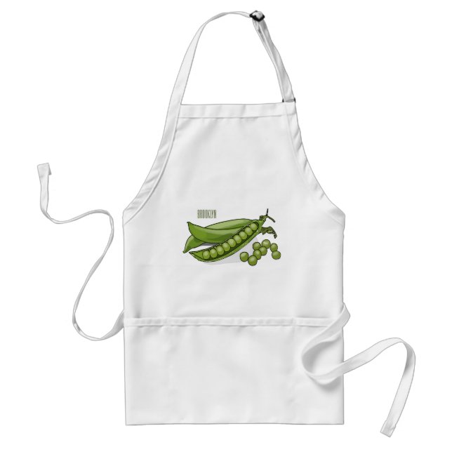 Pea cartoon illustration  adult apron (Front)